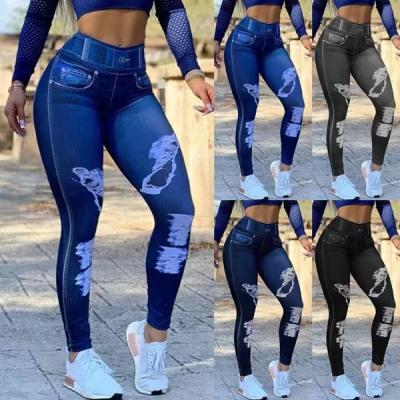 China High-Waisted Leg Ladies Women Straight Jeans Fashionable Casual Solid Color Printing Breathable for sale