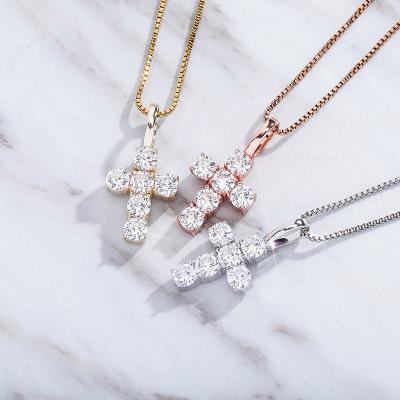 China High Quality Hiphop CROSS Pendant Necklace Chain Pendant 925 Sterling Silver Iced Out Zircon Jewelry Gift Bling Pendant Charm for sale