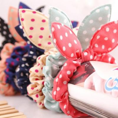 China Cute Polka Dot Girl Rabbit Ear Headband Cute Scrunchies for sale