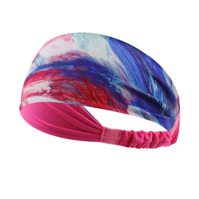 China European and American Custom Logo Yoga Style Sports Running Hair Bands Tie Dye Headbands for sale