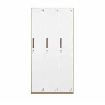 China Storage Function 3 Door Gym Administrative Staff Storage Clothes Steel Wardrobe Storage Locker for sale