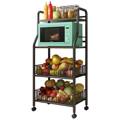 China Mobile Metal Microwave Oven Rack Metal Kitchen Trolley Cart Storage Cart for sale