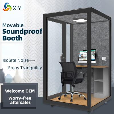 China Function Modular Movable Pod Sound Insulation Materials Tempered Glass Room Live Webcasting Mini Soundproof Booth Private Offices for sale