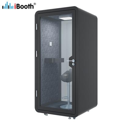 China (Other) Adjustable Black Movable Silence Noise Proof Recording Studio Booth Isolation Office Acoustic Voice Phone Booth For Sale for sale