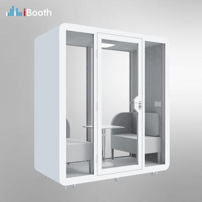 China Modular Sound Proof Meeting Company Portable Modern Steel 4 Person Soundproofing Conference Room Quiet Meeting Room for sale