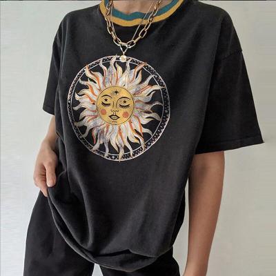 China 2021 New Arrivals Women's Clothing O Neck Print Short Sleeve Ladies Breathable Casual Loose Thin Tops for sale