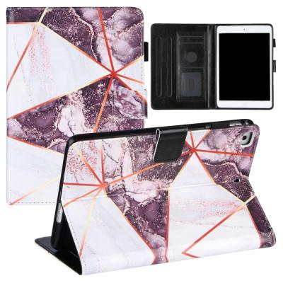 China Heavy Duty Luxury Geometric Marble PU Tablet Leather Case For iPad Pro 12.9 Inch Dirt Card Slot for sale