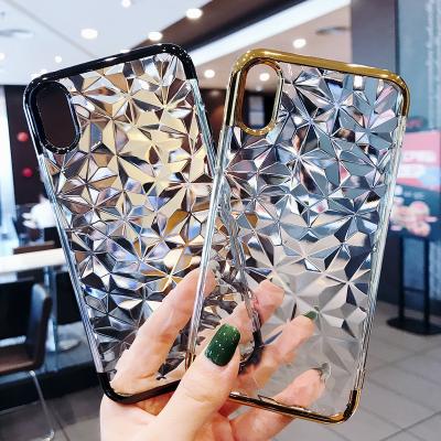 China Dirt Resistant Diamond Texture Electroplating Soft TPU Skin Case For iPhone X XS XR XS Max for sale