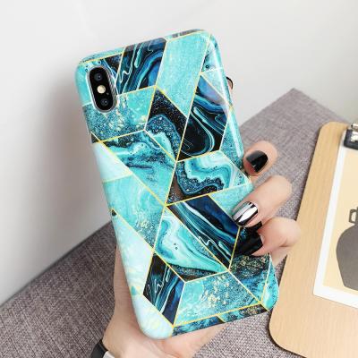 China TPU Plating Geometric Marble Silicone Phone Cases For iPhone XR X XS Max Case Soft TPU Cover for sale