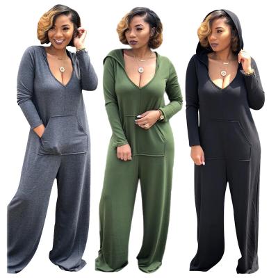 China Anti-Static Cargo 3xl 2020 Drop Leg Solid Color Bodycon Women Pockets Loose Loose Plus Size Gym Hoodie Overalls for sale