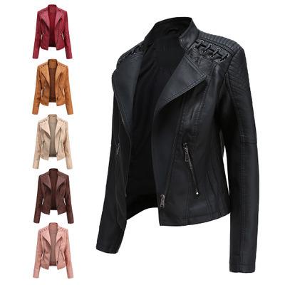 China 2020 new women's short jacket leather jacket ladies slim thin motorcycle suit waterproof spring and autumn women's leather jacket for sale