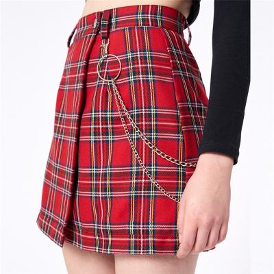 China Vintage Viable Red Plaid Spring Mini Skirts Women 2020 Summer Fashion Office Lady Club Party Casual Short Pleated Skirts for sale