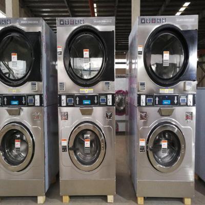 China Industrial Cotton 15kg Double Stack Washing Machine Washer And Dryer For Laundromat for sale