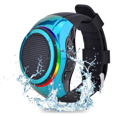 China Waterproof Portable Blue LED Watch Speaker Portable Flashing Light Tooth Wireless Speaker Frewico X10 with TWS+Voice Control+LED Light+MP3 Player for sale