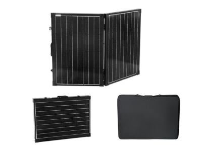 China Black Portable 100 Watt Foldable Solar Panel With Adjustable Support Legs for sale