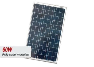 China 60 Watt Poly Solar Panel With Anti Reflective High Transmission 3.2mm Glass for sale