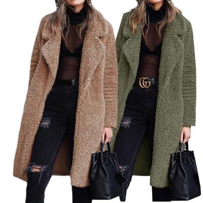 China Anti-wrinkle Faux Fur Teddy Coat Women 2021 Winter Long Soft Plush Overcoat Casual Lambswool Outerwear for sale