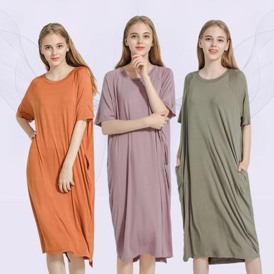 China High Quality Custom Logo Sleepwear Ladies Nightgown Loose Long Nightshirt Pajamas Women's T-shirt QUICK DRY plus size for sale