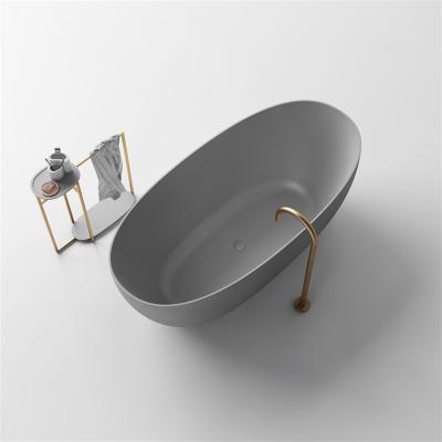 China Freestanding Indoor Deep Soaking Oval Shape Freestanding Solid Surface Stone Resin Bathtubs Bathtub for sale