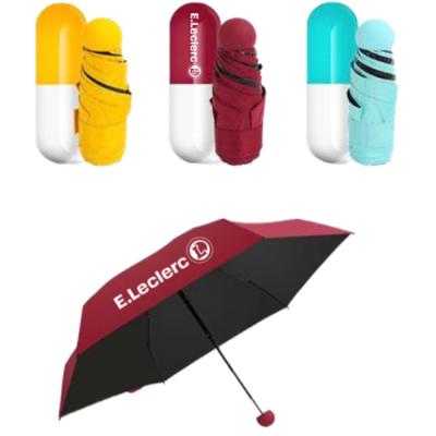 China Mini size umbrela with capsule compact and portable 5 times different colors UV protection mini compact travel capsule umbrella for sale