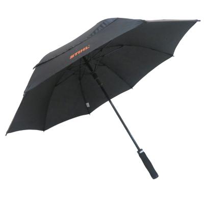 China Black Auto Open Custom Fiberglass Golf Windproof Umbrella Subway Windproof for sale