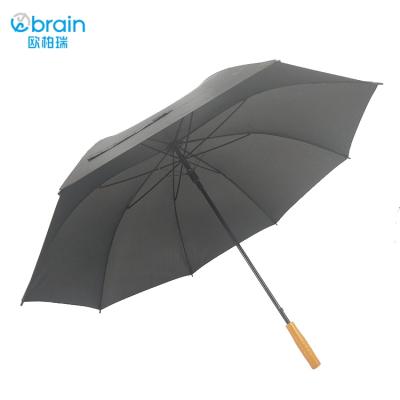 China 2021 Waterproof Wood Handle Windproof Auto Open Golf Straight Umbrella For Gift for sale