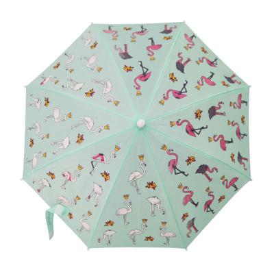 China Color Fashion Child Flamingo Color Magic Changing Child Straight Windproof Umbrella for sale