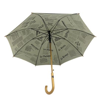 China 2021 New Design Convenient Upright Umbrella Wood Handle Umbrella With Logo Price for sale