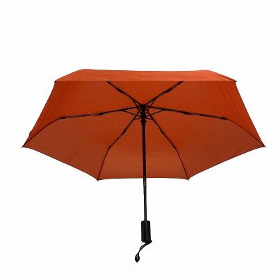 China Waterproof& Custom Fashion Red Umbrella 3 Folds Windproof Recycle Polyester Fabric Umbrella for sale