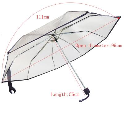 China Portable Wholesale Custom POE Clear Transparent Umbrella for sale