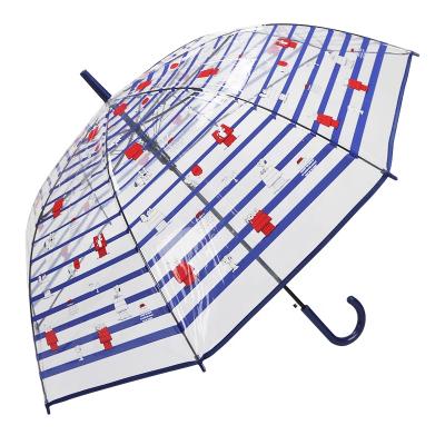 China CLASSIC Automatic Open Clear Clear Transparent Hook Handle Stick POE Wedding Rain Straight Umbrella With Customized Design Logo Printing Wholesale for sale