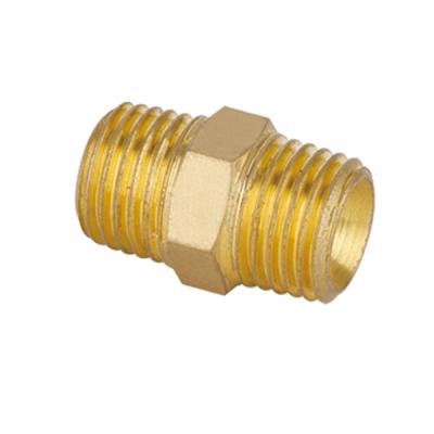 China Industry Hex Brass Nipple Coupling 1/4 3/8 NPT G Thread Brass Pipe Fitting for sale