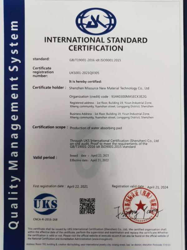 ISO9001 - Shenzhen Misource New Material Technology Co., Ltd.