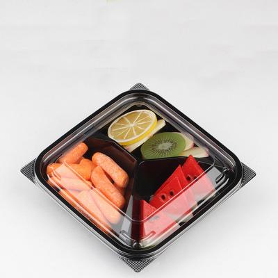 China Recyclable Disposable Plastic Packaging Container Multi Compartment Supermarket Box For Fruit for sale