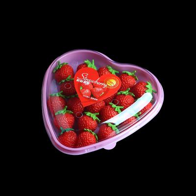 China Recyclable Berry Tray Container Cherry Tomato Strawberry Heart Shape Packaging Boxes For Packaging for sale