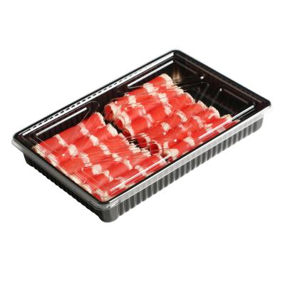 China Eco - Friendly Vegetable Plastic Trays Box Disposable Blister Food Packaging Container With Clear Lid for sale