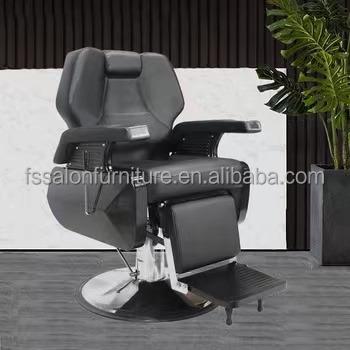 China Traditional Antique Salon Equipment Hair Furniture Black Barber Chair Vintage For Men For Sale for sale