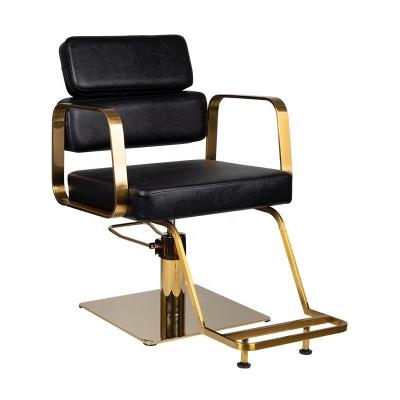 China FengSheng Gold Traditional Hot Selling Gold Armrest Beauty Hairstyle Shining Stainless Steel Base Styling Chair for sale