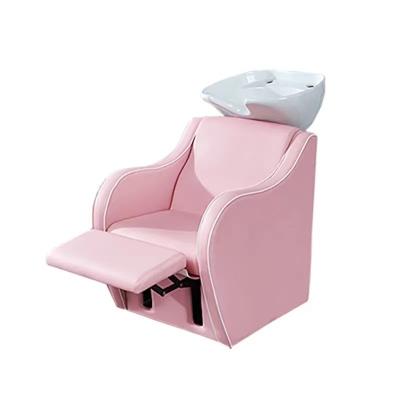 China Modern Pink Shampoo Bowl Chair Barber Shop Furniture Salon Shampoo Chair Swirl Unit Pink Room Amenities Sets for sale