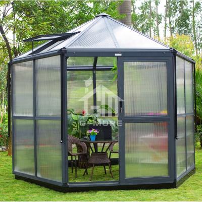 China Easily Assembled DIY Hexagonal Aluminum Polycarbonate Greenhouse Kit for sale