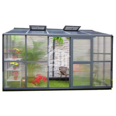 China Multifunctional Greenhouse GMORE / 13'x8 8MM PC Heavy Duty Wall Lean-to Greenhouse GMORE / 13' Sunrooms For Family Use for sale