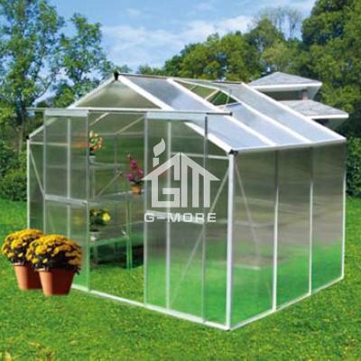 China Easily Assembled Aluminum Traditional Greenhouse Manufacturer G-MORE Series 6' x8 Aluminum/Polycarbonate Hobby Greenhouse (GM31033) for sale