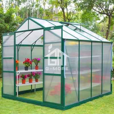 China Easily Assembled DIY Greenhouse For Sale Traditional Series 8'x8 Aluminum/Polycarbonate Hobby Greenhouse (GM31034-G) for sale