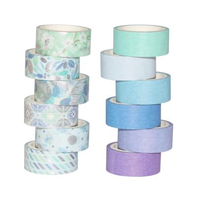 China ANTISTATIC 15mm*3Meter 12Rolls/Pack Luxury Washi Tape Customized Silver Foiled Printed Japanese DIY Tape With Washi Tape for sale