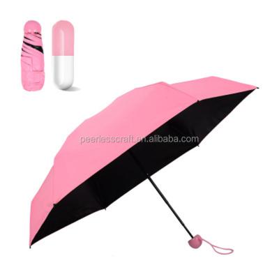 China 190T Pongee With Black Coating 5 Times Umbrella Capsule Umbrella for sale