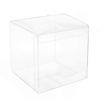 China Handmade Clear Plastic Box 15x15x15cm For Party Gift Candy Transparent Logo Cupcake Folding Box Packaging Case Custom for sale