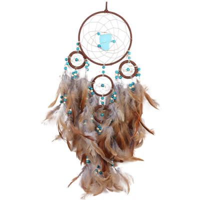 China India 5 Tiered Hanging Craft With Dreamy Turquoise Beads Brown Catcher For Sale for sale