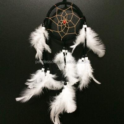 China 9cm big Indian sale! ! ! Newest Handmade Dreamcatcher Net With Feathers Decor Craft Gift White Dream Catcher for sale