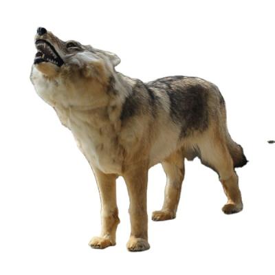 China Plastic& realistic fur animal simulation stuffed plush big wild wolf for sale