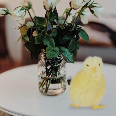 China Christmas Decor Cute Yellow Easter Chicks Chicken Figurines Faux Fur Artificial Chicks Ornaments For Easter Gift Decoration for sale